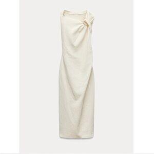 Zara One Shoulder Cream Dress